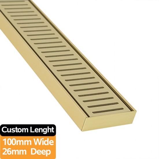 100-5600mm Lauxes Matte Yellow Gold Shower Grate Drain Indoor Outdoor Aluminium Next Generation